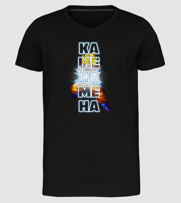 Son Goku Kamehameha model negru pe tricou
