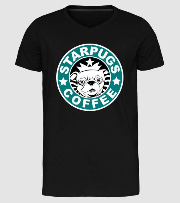 Starpugs Coffee model negru pe tricou
