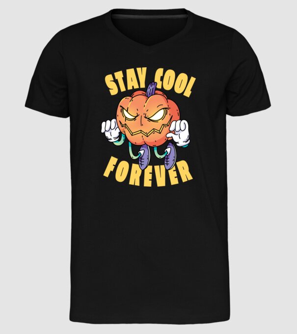 Dovleac de Halloween Stay Cool Forever model negru pe tricou