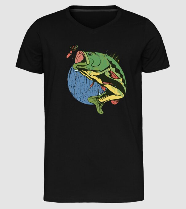 Biban Pescar model negru pe tricou
