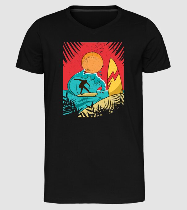 Afiș Surf model negru pe tricou