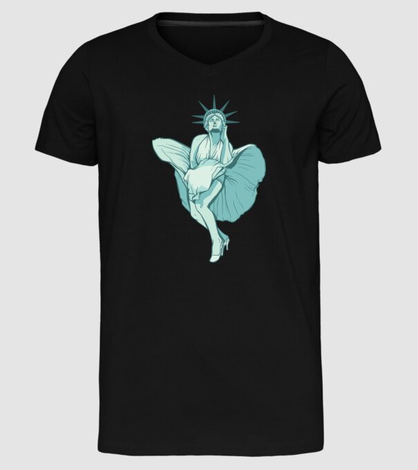 Statuia Libertății rușinos model negru pe tricou