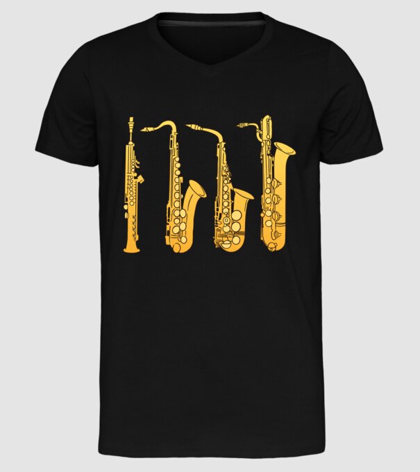 Saxofoane model negru pe tricou
