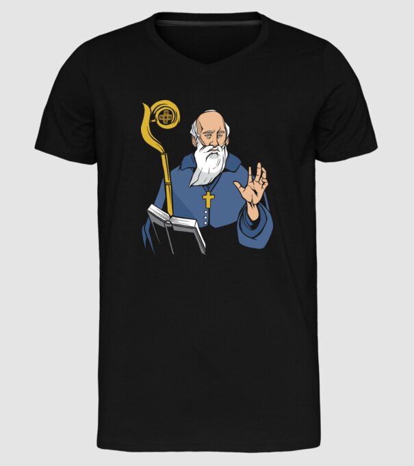 Sfântul Benedict model negru pe tricou