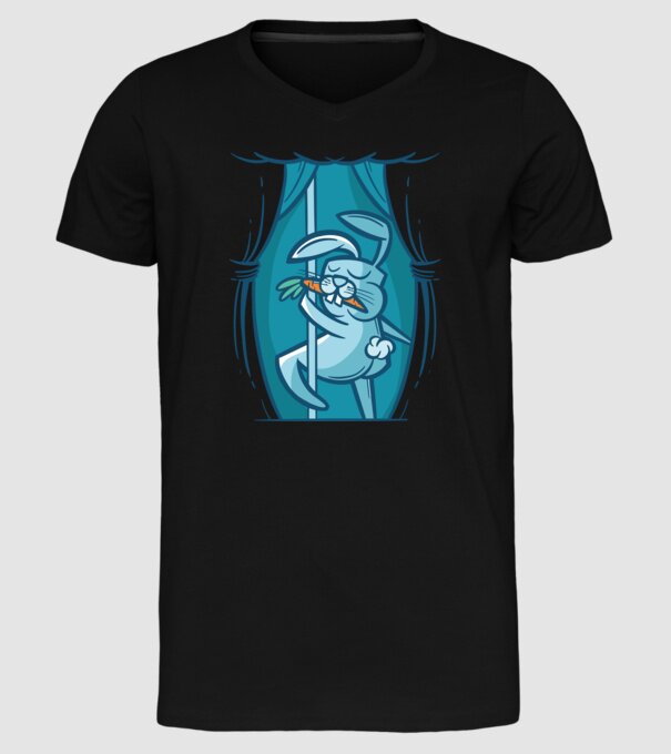 Iepuraș Striptease model negru pe tricou