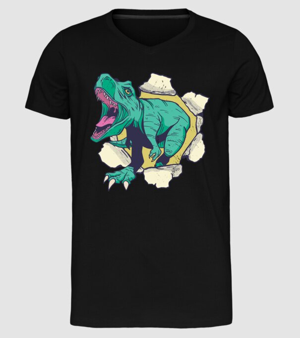 T-rex 3D model negru pe tricou
