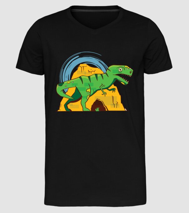 Dinozaur T-rex model negru pe tricou