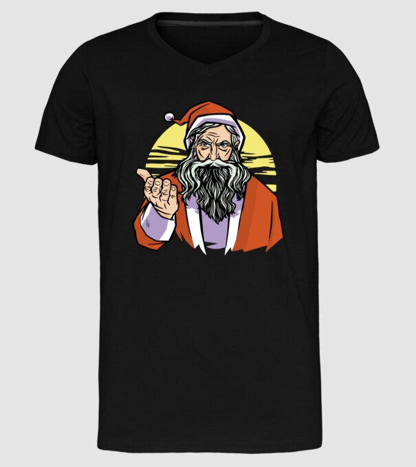 Moș Crăciun model negru pe tricou