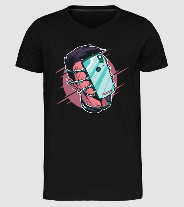 Telefon Facehugger tricou amuzant model negru pe tricou