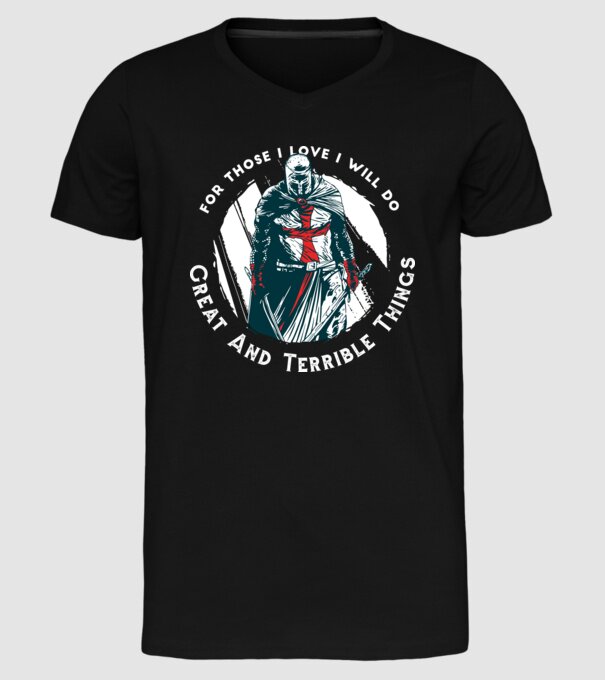 Cavaler Templier model negru pe tricou