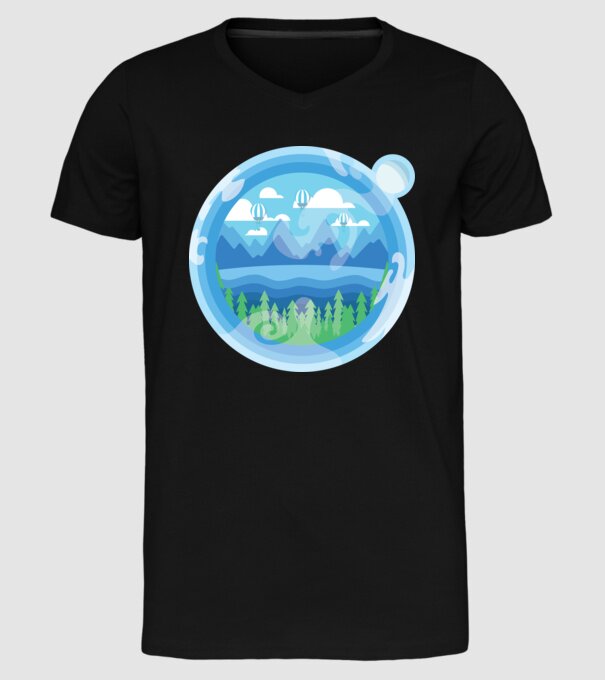 Natură model negru pe tricou