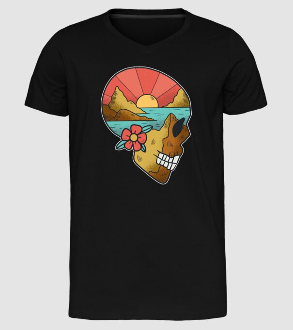 Natură Craniu model negru pe tricou