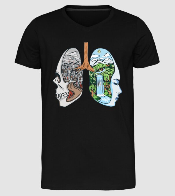 Natură Plămâni imagine model negru pe tricou