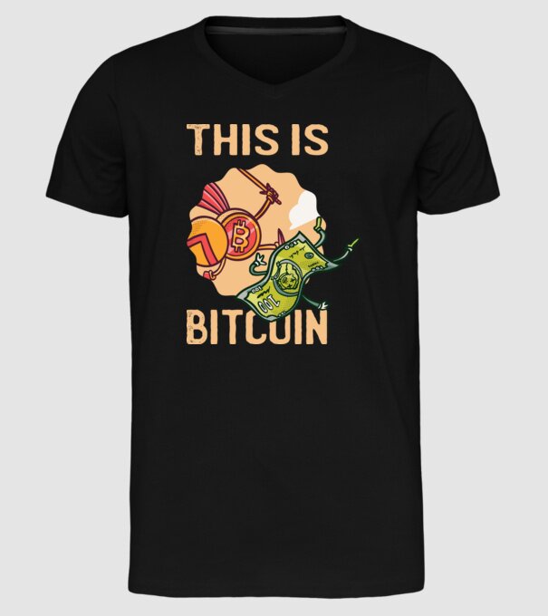 This is Bitcoin model negru pe tricou