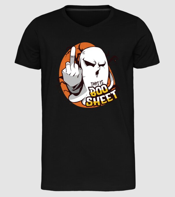 This is Boo Sheet Halloween model negru pe tricou