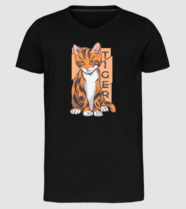 Pisică Tigru model negru pe tricou