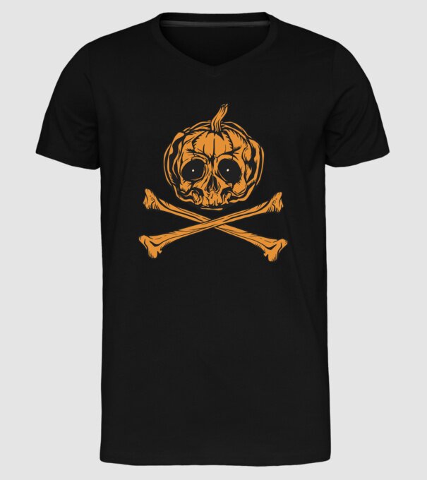 Dovleac craniu Halloween model negru pe tricou