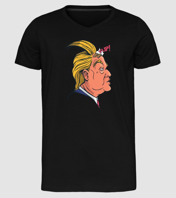 Trump Păr model negru pe tricou