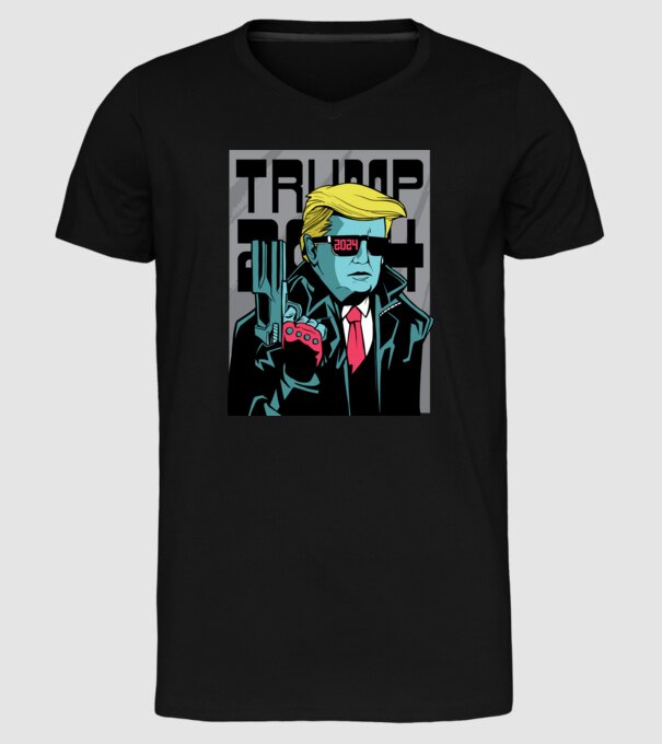 Trump Terminator 2024 model negru pe tricou