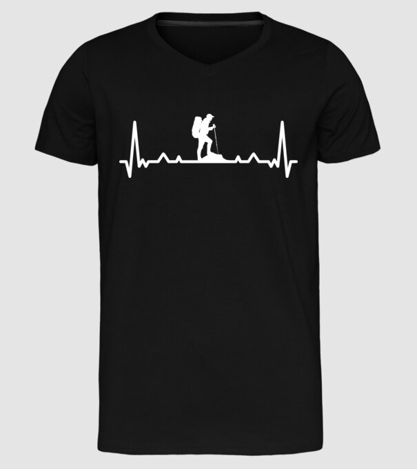 Drumeții Ritm cardiac ECG model negru pe tricou