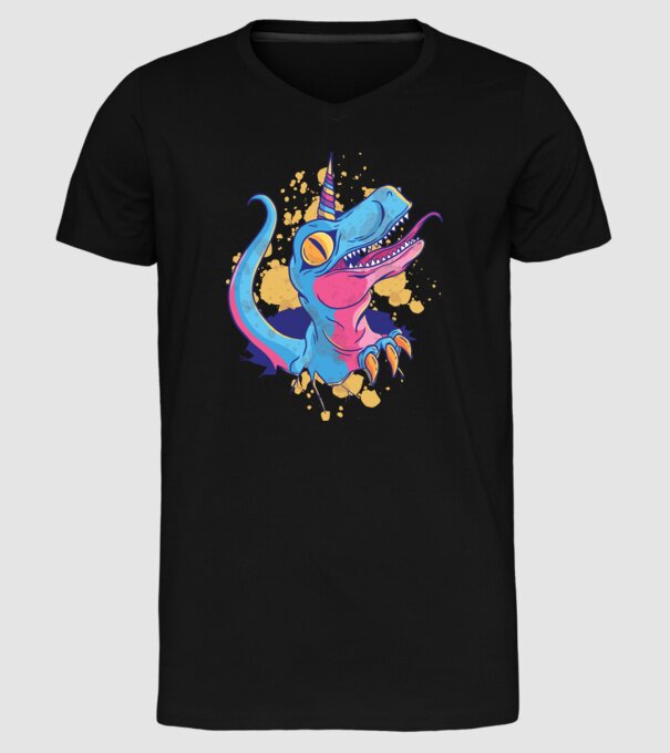Unicornsaurus - Dinozaur Unicorn model negru pe tricou