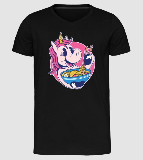 Unicorn Ramen model negru pe tricou