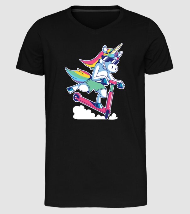 Unicorn cu trotinetă tricou amuzant model negru pe tricou
