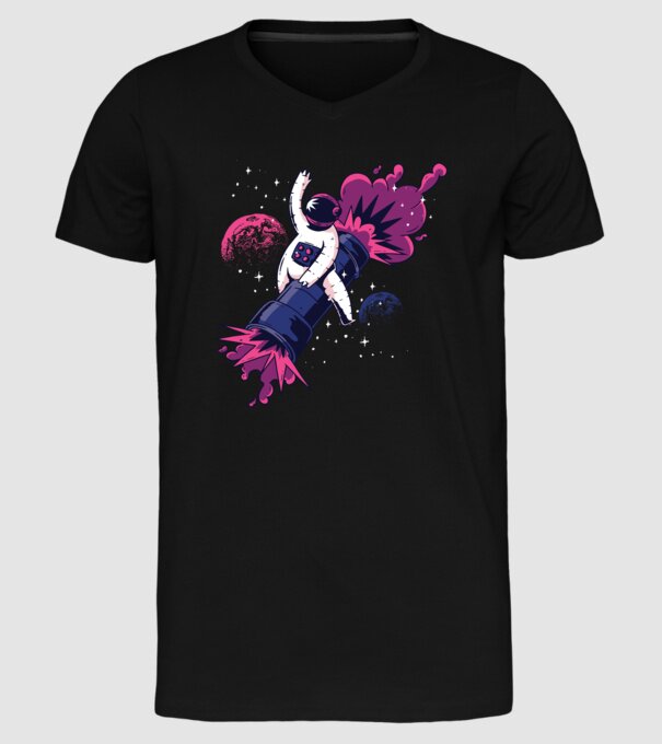 Astronaut Bazooka Rodeo model negru pe tricou