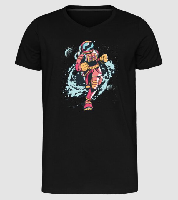 Alergare Astronaut model negru pe tricou