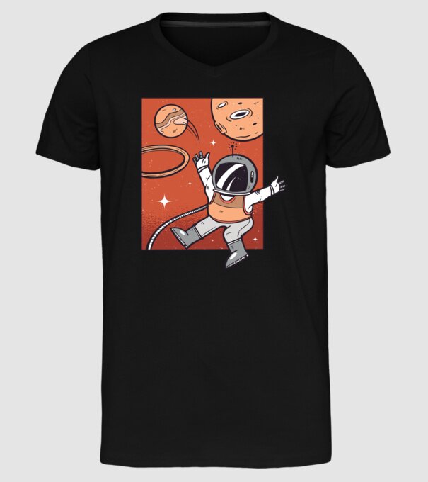 Astronaut Baschetbalist model negru pe tricou