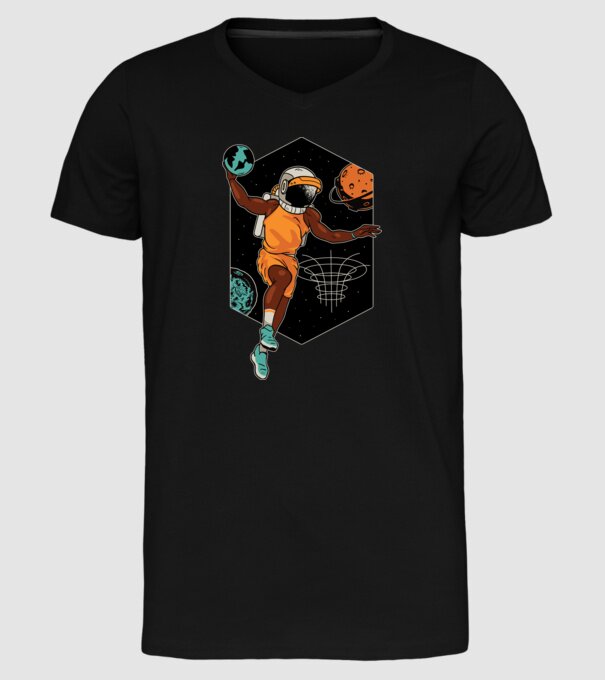 Astronaut Baschetbalist model negru pe tricou