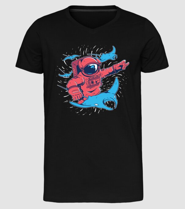 Diavol de mare gigant Astronaut model negru pe tricou