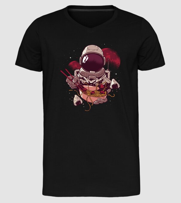 Astronaut Ramen model negru pe tricou