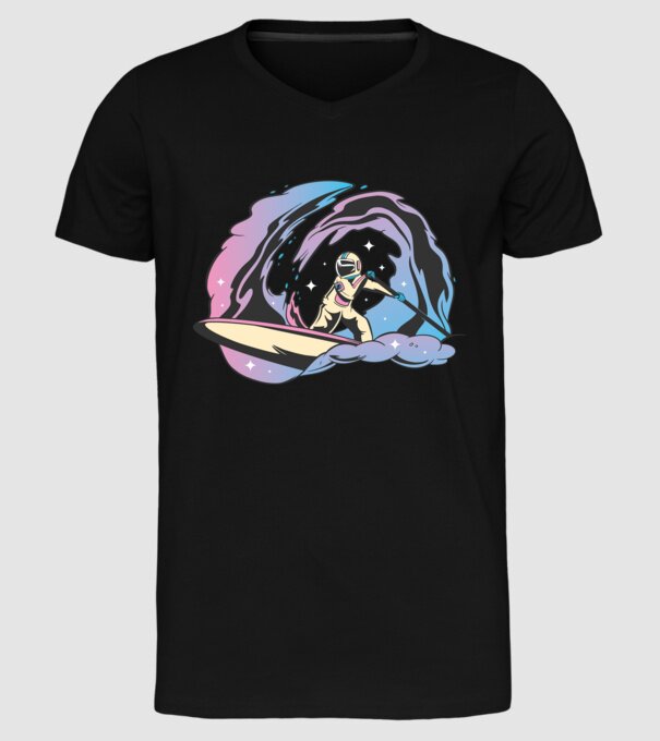 Surf Astronaut model negru pe tricou