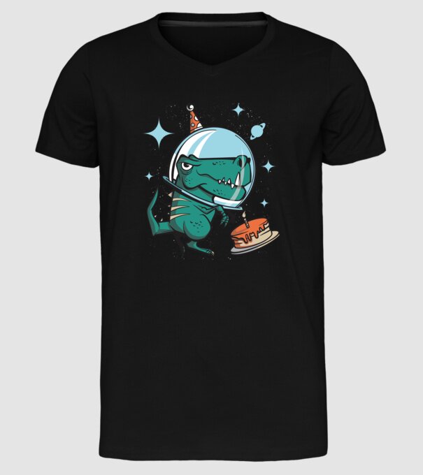 Astronaut T-rex Ziua de naștere model negru pe tricou