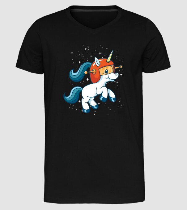 Unicorn Astronaut model negru pe tricou