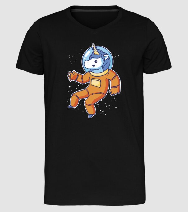 Unicorn Astronaut model negru pe tricou