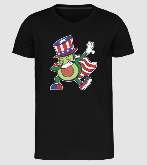 SUA Avocado DAB model negru pe tricou