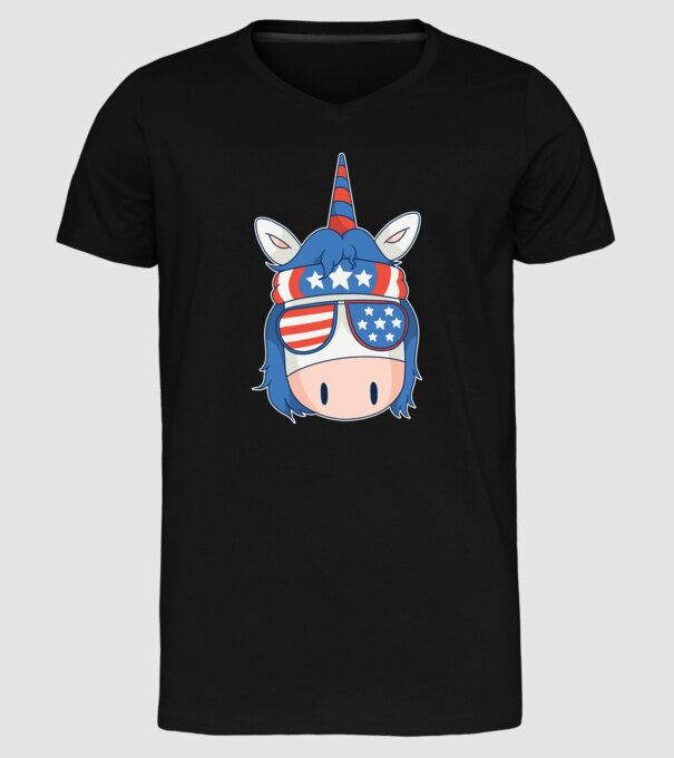 SUA unicorn model negru pe tricou