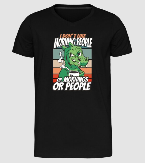 Urăsc diminețile și oamenii antisocial model negru pe tricou