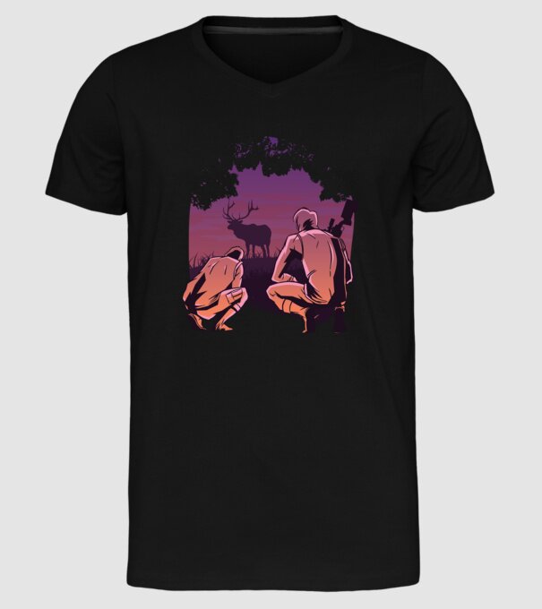 Vânătoare model negru pe tricou