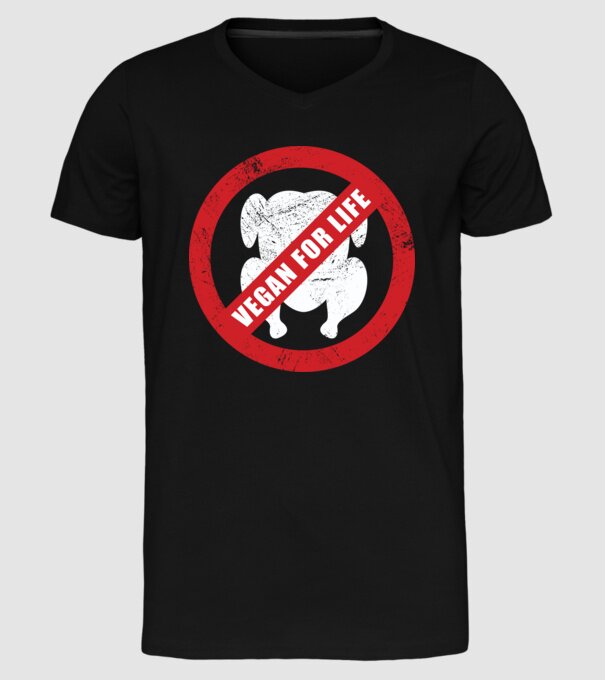Vegan pe viață model negru pe tricou