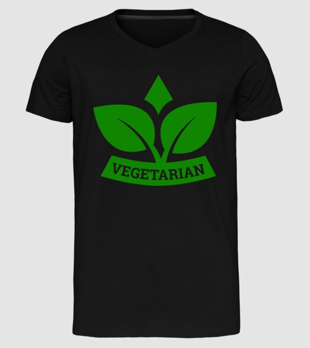 Vegetarian badge 1 model negru pe tricou