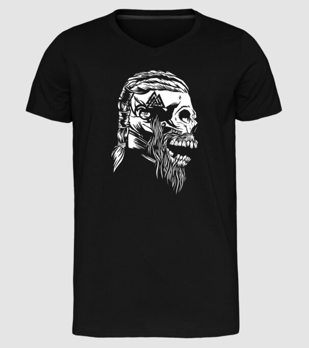 Craniu Viking model negru pe tricou