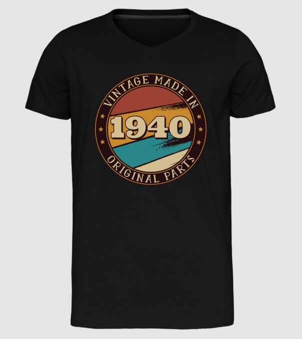Vintage Made in 1940 Original Parts Retro Birthday model negru pe tricou