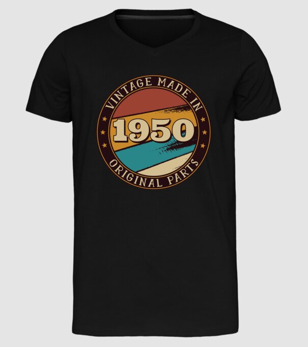 Vintage Made in 1950 Original Parts Retro Birthday model negru pe tricou