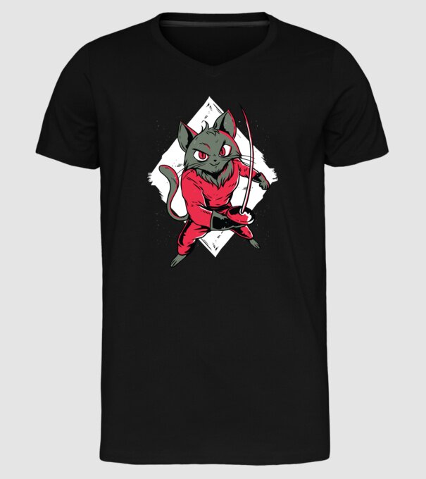 Pisică Scrimă model negru pe tricou