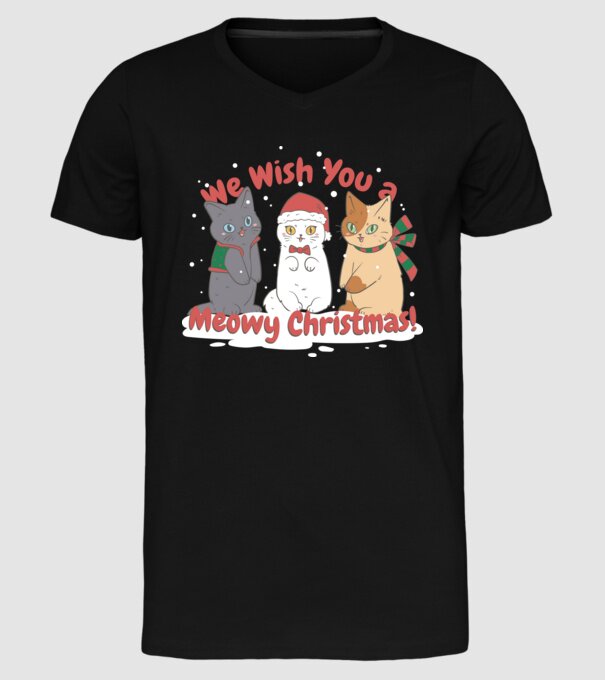 We wish You a Meowy Christmas model negru pe tricou