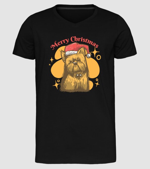 Crăciun Yorkie model negru pe tricou