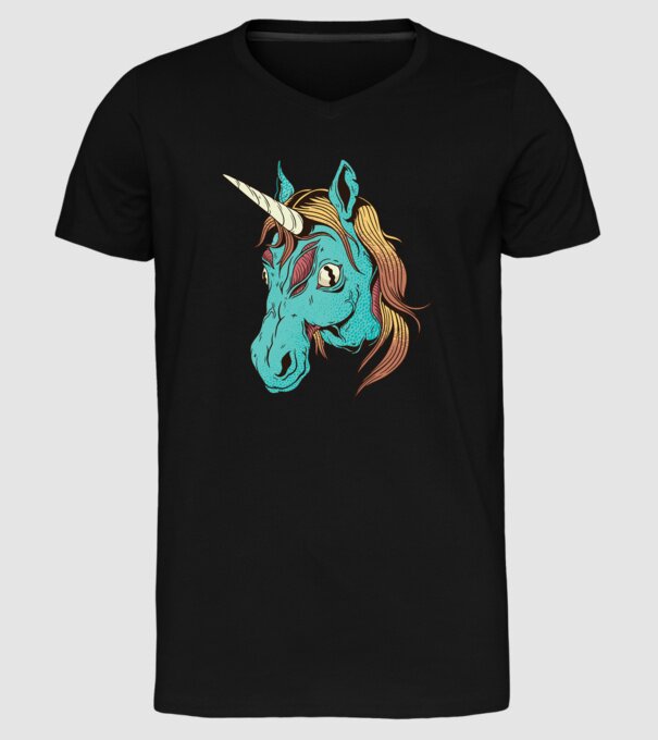 Unicorn Zombie model negru pe tricou